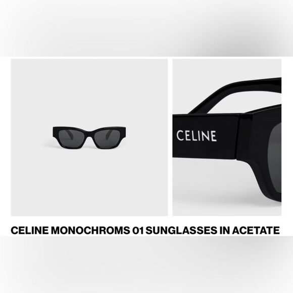 Celine Monochroms 01 sunglasses in Acetate. Black main image 9